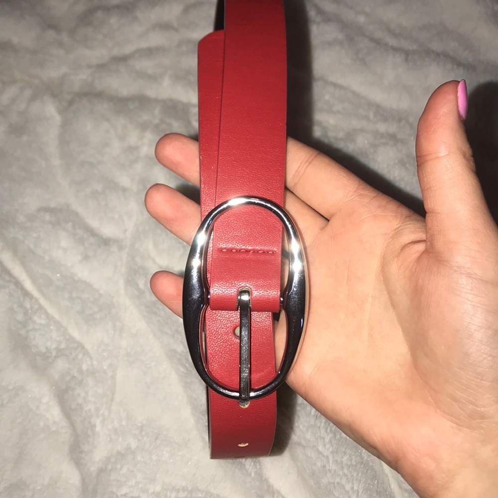 Express Red Belt with Silver Buckle